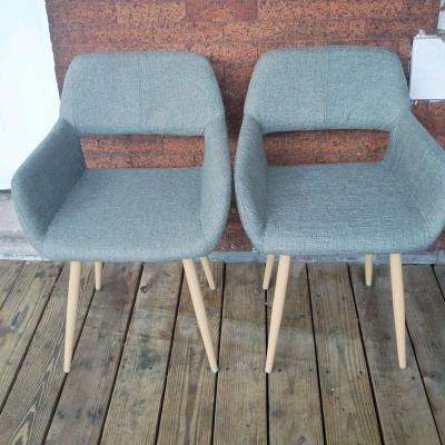 Pair of Modern Grey Upholstered Dining Chairs MidCentury Sty - Thumbnail 1