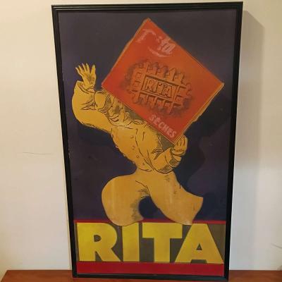 Rare Vintage Style French Waffle Poster Art  RITA SCHES Larg - Thumbnail 1