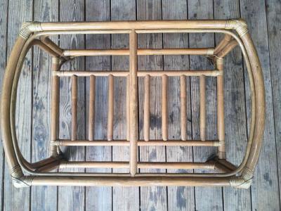 VINTAGE MCM RATTAN Bamboo Coffee Table Ottoman Bench Frame S - Thumbnail 2