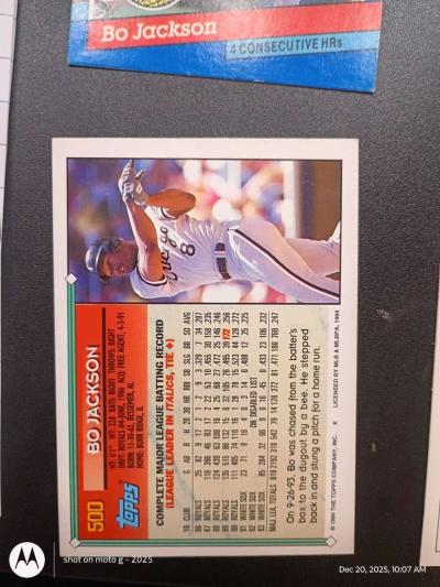 Bo Jackson card 500 - Thumbnail 2