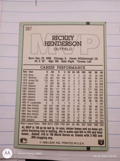 Ricky Henderson card 761 - Thumbnail 2