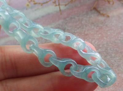 Certificate Jadeite Jade Green chain link knotted Bracelet - Thumbnail 2