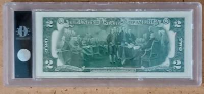 Colored yellow stone national park two dollar bill - Thumbnail 2