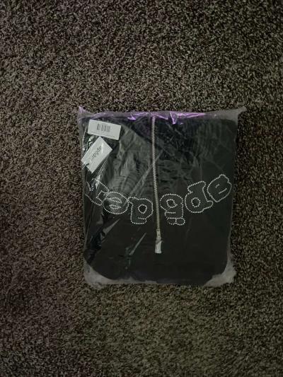 Sp5der Black Rhinestone Web V2 Zip Up hoodie - Thumbnail 3