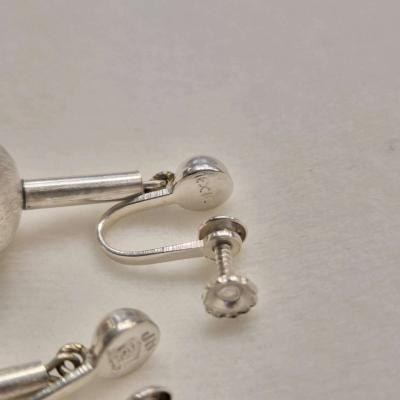 Sterling silver drop ball earrings - Thumbnail 2