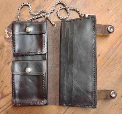 new tooled leather demon with horns bifold wallet - Thumbnail 6
