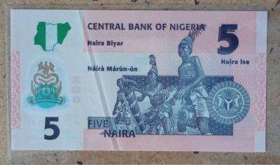 5 Naira Banknote from the Central Bank of Nigeria - Thumbnail 2