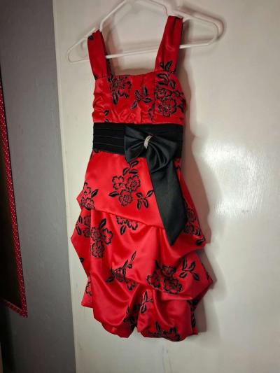 Girls szM Red and black Formal dress - Thumbnail 2
