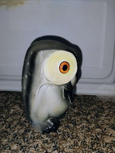 vintage Lefton brand ceramic Barn owl coin bank 1960s1970s - Thumbnail 4