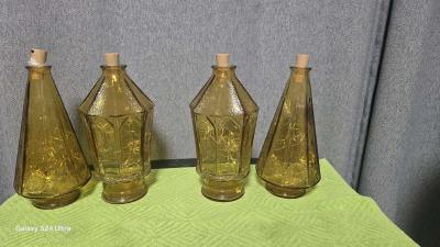 Lighted Antique Wheaton Amber Glass Jars Set of 4 - Thumbnail 4