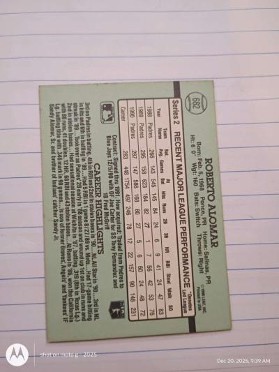 Roberto Alomar card 682 - Thumbnail 2
