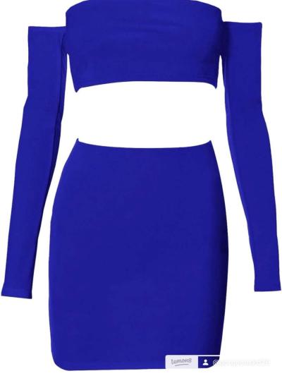 blue 2 piece skirt outfit - Thumbnail 3