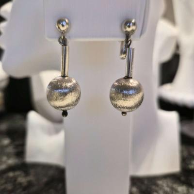 Sterling silver drop ball earrings - Thumbnail 4