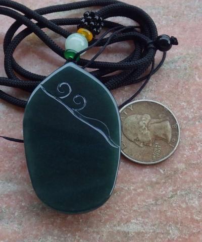 Certificate Jadeite Jade Black Green Kwan Yin Guanyin Head W - Thumbnail 5