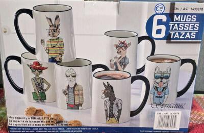 Signature 175 oz Glazed Ceramic Animal Themed Cups Set of 6 - Thumbnail 2