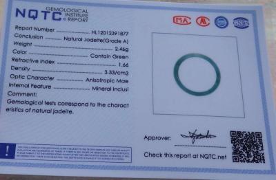 Certificate Jadeite Jade Icy Green blue Burma Circle Ring s - Thumbnail 6