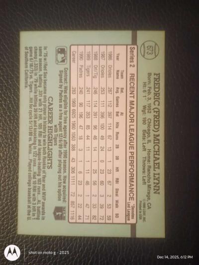 Fred Lynn Baseball Card - Thumbnail 2