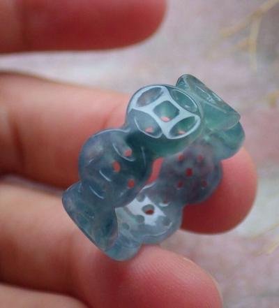 Certificate Jadeite Jade Green Ring Old Money Coin size6 - Thumbnail 4