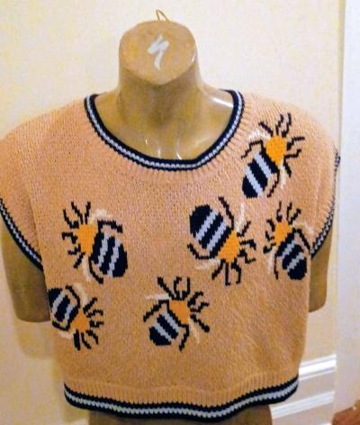 Anthropologie Maeve Sarah Gordon Bee Knit Cropped Sweater Ve - Thumbnail 1