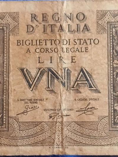 1939 Italian 1 Lira banknote - Thumbnail 5
