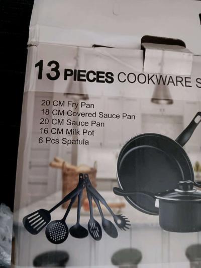 13PC SMALL COOKWEAR SET WITH UTENSILS - Thumbnail 3