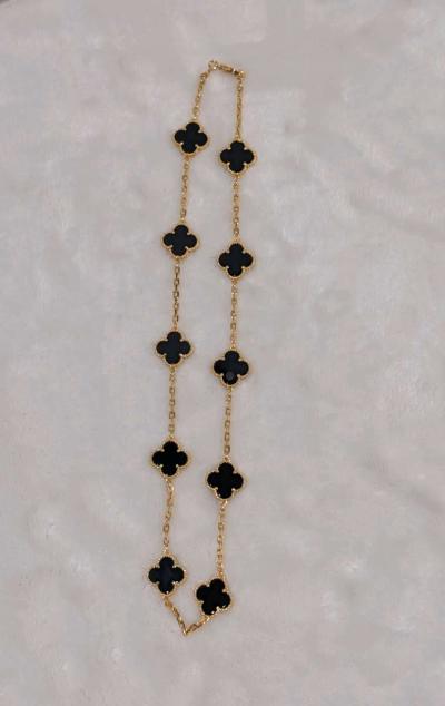 VCA ten motif clover 18k pvd gold and black onyx necklace - Thumbnail 2
