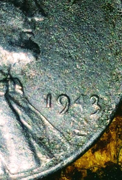 1943 Steel Penny S mint ERROR COIN GHOST 4 ON DATE MINT MARK - Thumbnail 2