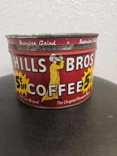 Vintage Hills Bros Tin Coffee Can