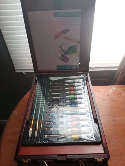 Travel easel complete with supplies