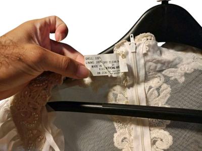 Vintage Wedding Dress Gown Lace US Union Made Average Fit Lo - Thumbnail 5