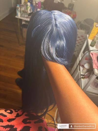 Blue bang wrap wig - Thumbnail 2