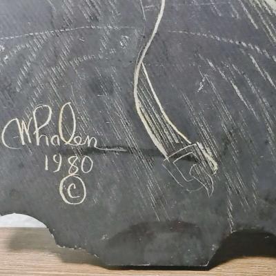 Slate drawing of a Wharf Fisherman - Thumbnail 4