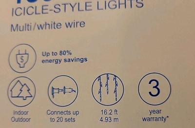 GE StayBright 150 Icicle Light String Holiday Christmas Mult - Thumbnail 5