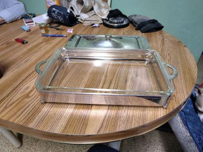 Vintage silver plated Pyrex casserole dish - Thumbnail 2