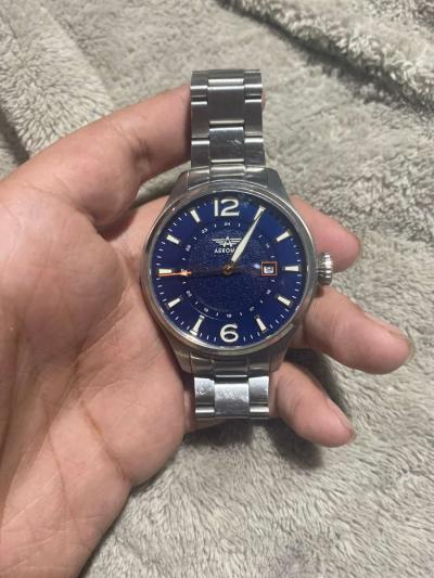 This is an Aeromat Airspeed Azure stainless steel mens 44mm - Thumbnail 2