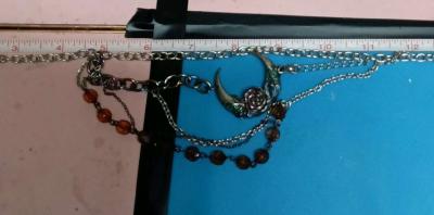 multiple chains moon stars and brown accent beads - Thumbnail 1