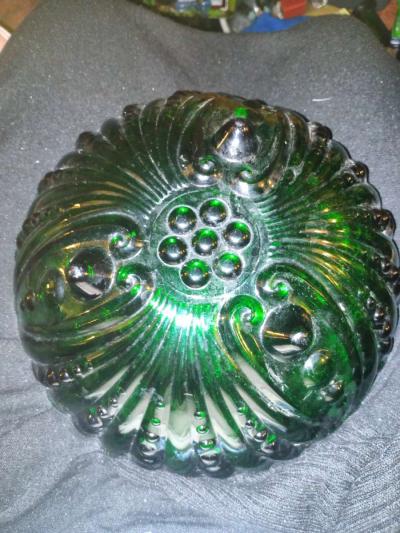Anchor Hocking Forrest Green Burple Bowl 9 Depression glass - Thumbnail 2