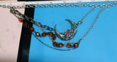 multiple chains moon stars and brown accent beads - Thumbnail 4