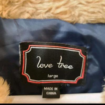Love Tree Womens Large Blue Puffer Faux Fur Collar Jacket Ho - Thumbnail 2
