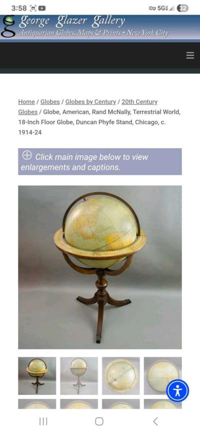 1920s Rand McNally 18 inch Terrestrial Globe - Thumbnail 5