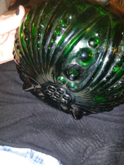 Anchor Hocking Forrest Green Burple Bowl 9 Depression glass - Thumbnail 3