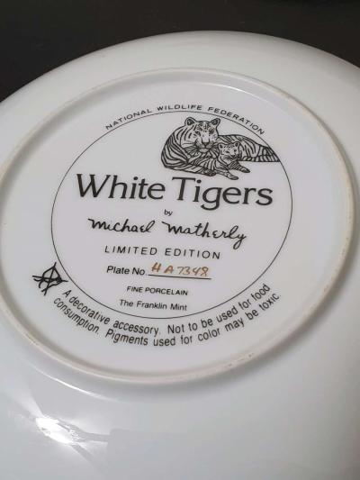 Vintage National Wildlife Federation WHITE TIGERS Plate TFM - Thumbnail 2