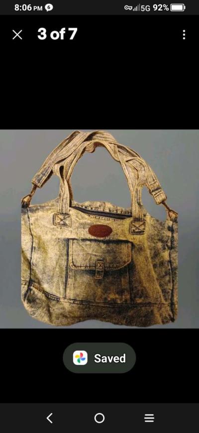 Vintage 80s Shane Acid Washed Denim Blue Jean Shoulder Strap - Thumbnail 3