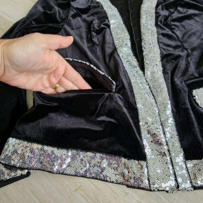 Shein Curve Black Velvet Blazer with Silver Sequins size 1X - Thumbnail 3