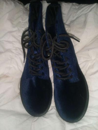 Dr martens blue velvet boots - Thumbnail 2