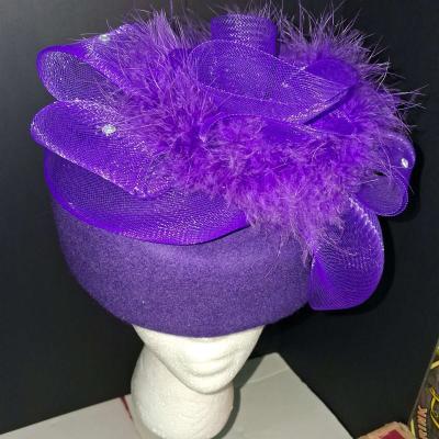 Woman Fancy formal hat worn once purple embellished - Thumbnail 2