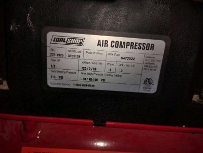 Tool Shop 2gallon portable electric air compressor