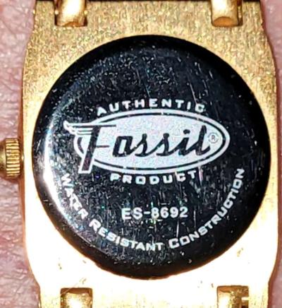 Vintage Fossil gold tone watch with case - Thumbnail 3