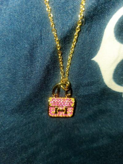 Hernes Gold Necklace with Pink Bag Pendant - Chester Gap, Virginia