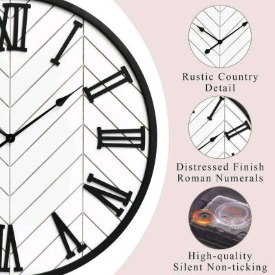 30 Inch Large Wall Clock Farmhouse Style  White Silent NonTi - Thumbnail 2